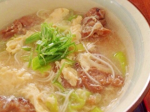 あったか〜な♡チキンの卵とじにゅうめん